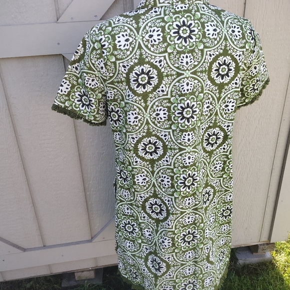 Tuckernuck Womens Marley Mini Dress Size D Green Medallion Preppy Resort Retro - Picture 4 of 9